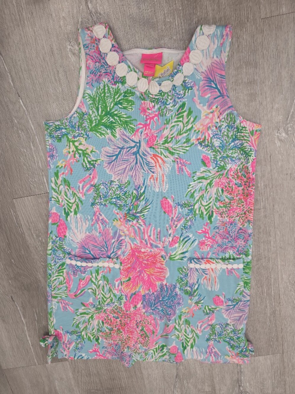 Kids One-Piece Swimsuit in Aqua with Pink & Green Floral Print